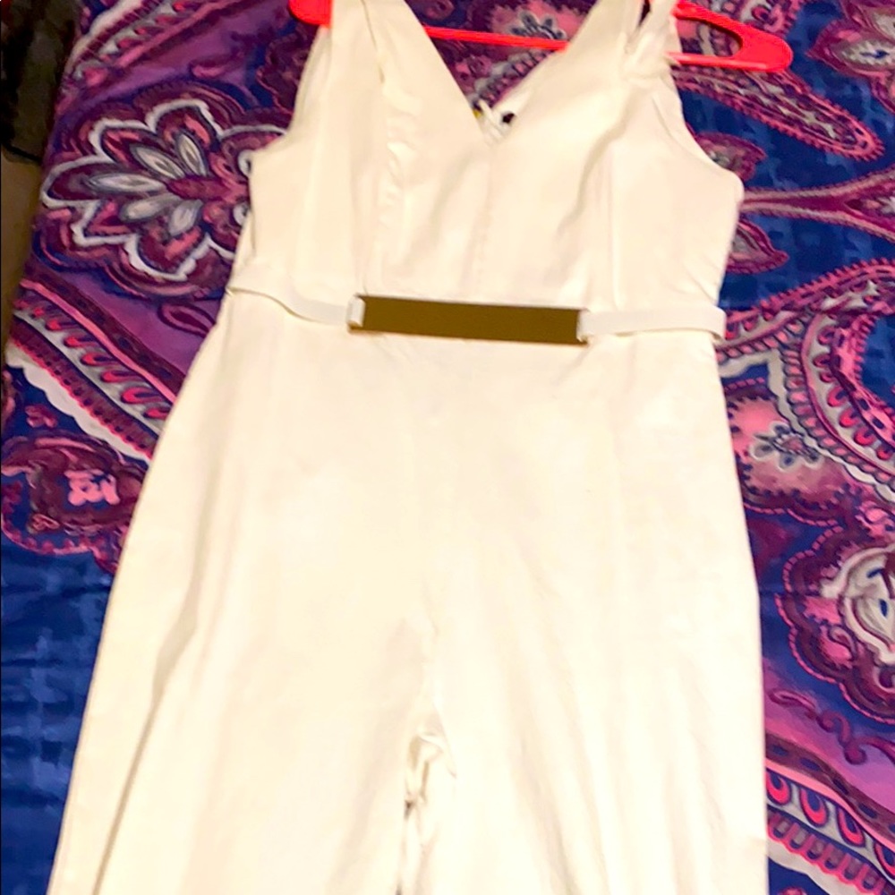 Material girl all white jumpsuit